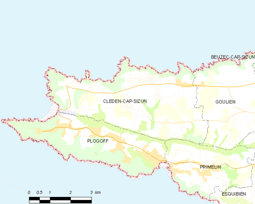 Carte de la commune de Cléden-Cap-Sizun.